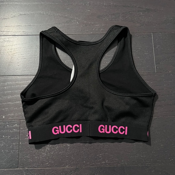 NEW GUCCI Sports Bra black/pink Logo Band Bralette Size Small women - Picture 6 of 8